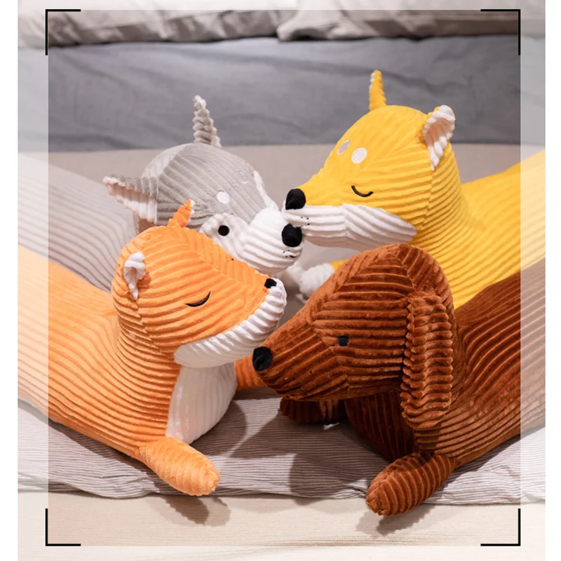 1 buc 110cm Desene animate Corp Lung Fox &Husky Shiba Inu &Sausagedog Jucării de Pluș Drăguț Animal Păpuși Perna de Dormit pentru copii Copii