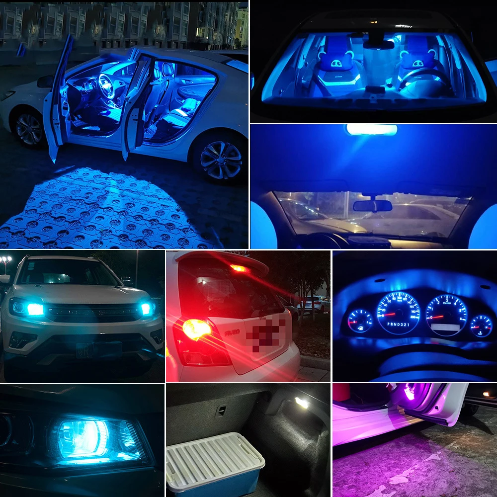 10 buc LED-uri Auto W5W T10 plafonieră Canbus Sticlă COB 6000K Auto de Înmatriculare Lampă Dom Citit DRL Bec LED 12V DC Alb Albastru Lampă