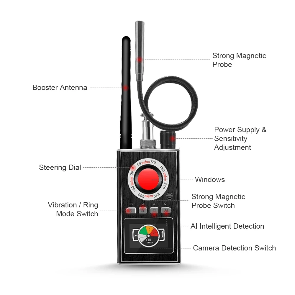 1MHz-6.5 GHz RF Detector de Semnal Wireless GSM Dispozitiv Finder GPS Tracker cu Laser Orificiu de Scanare Lentila Semnal RF Detecta Anti Sincer