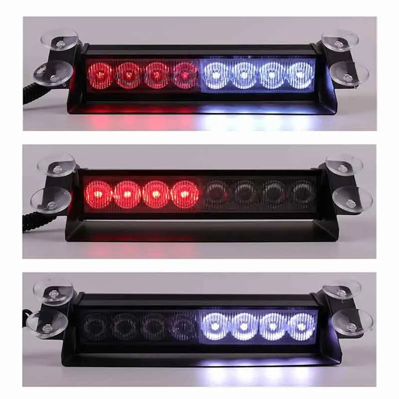 8-LED-uri de Avertizare Atenție Van Camion de Urgență Strobe Light Lamp Bar (Alb si Rosu)