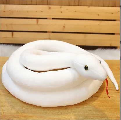 alb de pluș simulare șarpe de jucărie moale șarpe lung papusa cadou aproximativ 180cm