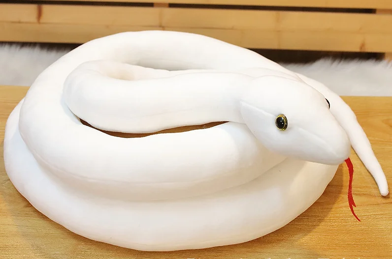 alb de pluș simulare șarpe de jucărie moale șarpe lung papusa cadou aproximativ 180cm