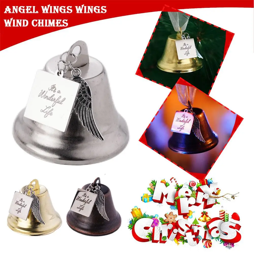 Angel Clopoteii De Vant Bell Decor Rai Ornament De Crăciun Pandantiv Aripă De Înger Link-Ul De Clopot De Argint Memorial Cadou Clopoteii De Vant