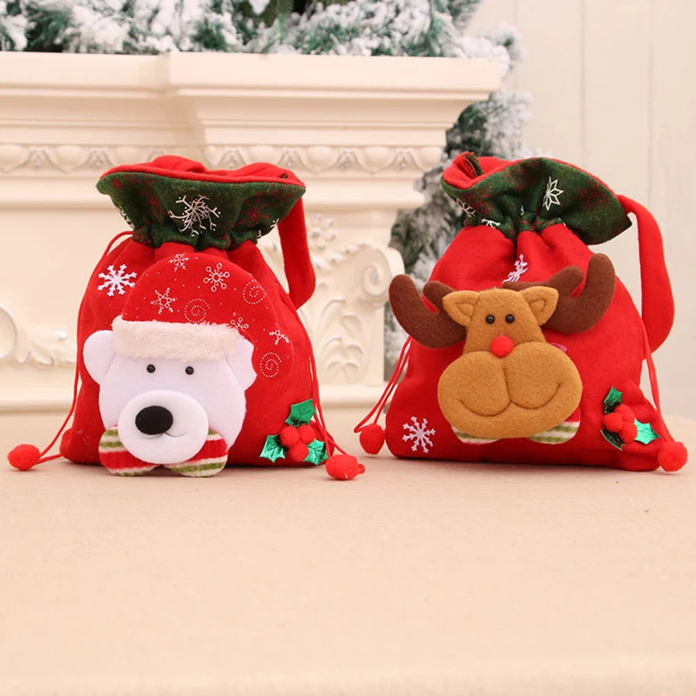 Creative de Crăciun Apple Sac de Mos craciun/om de zapada/elk/Forma de urs 3d Christams Sac de Cadouri Flanel de Mare Capacitate pentru copii Copii Prezenți