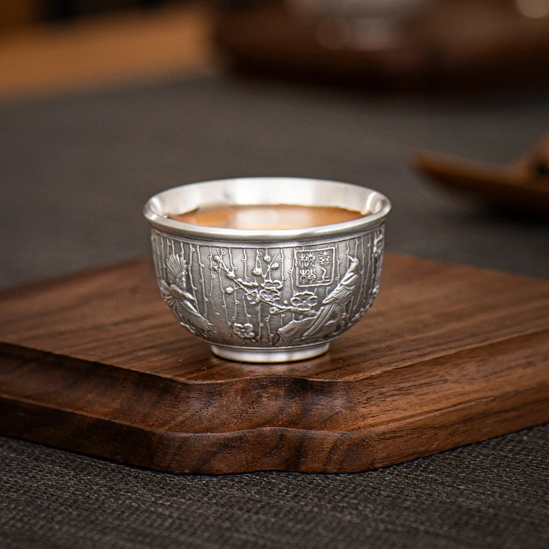 Cupa de argint 999 argint ceașcă de ceai fericit spranceana ceașcă de ceai acasă ceremonia ceaiului găzdui cupa ospitalitate cupa 45ml