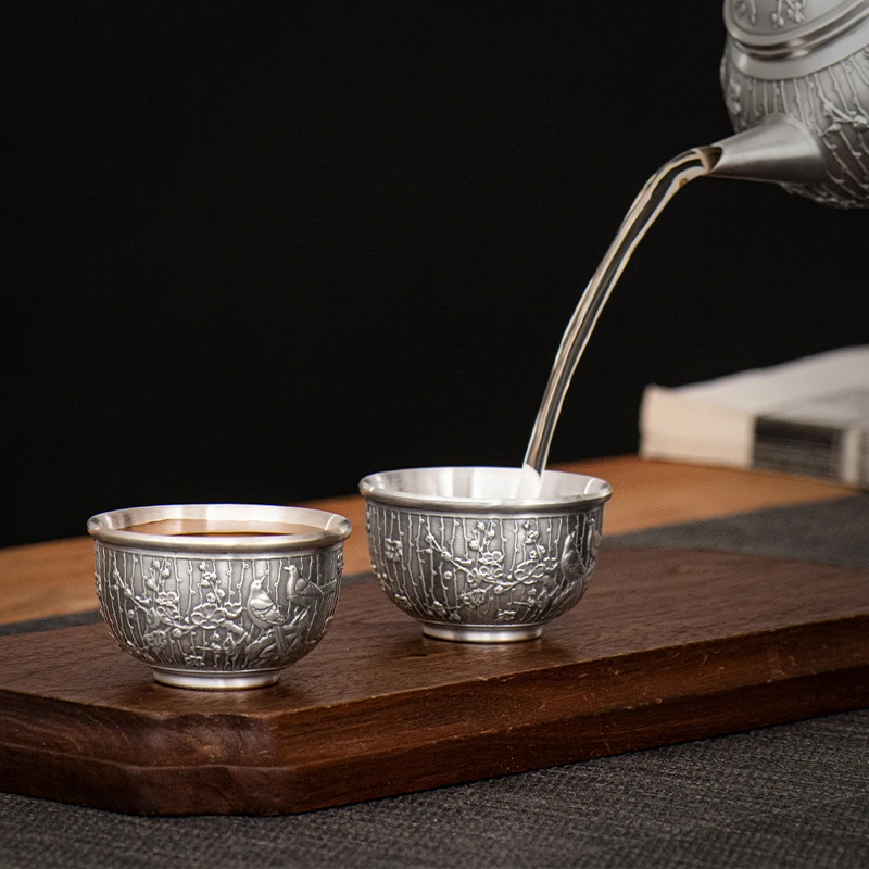 Cupa de argint 999 argint ceașcă de ceai fericit spranceana ceașcă de ceai acasă ceremonia ceaiului găzdui cupa ospitalitate cupa 45ml