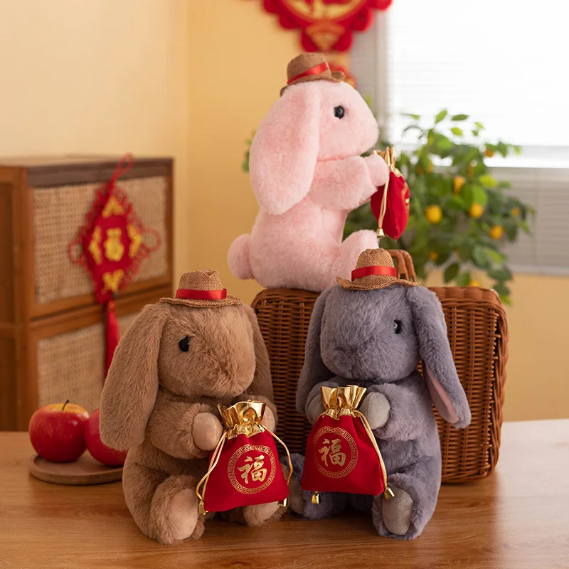 Drăguț Iepure Din China Jucărie De Pluș De Simulare Kawaii Animal De Anul Nou Iepuras Iepure Norocos Model De Jucărie Copii Cadou Frumos Decor Acasă