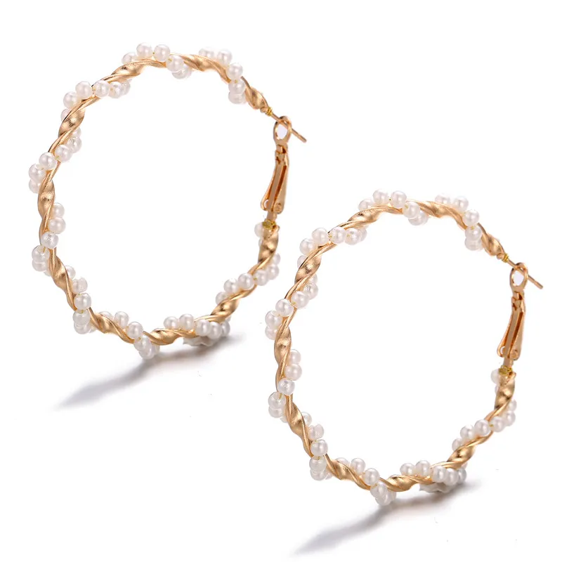 Femei Set De Cercei Ciucure De Culoare De Aur Cercei Cu Perle Pentru Femei Boemia Moda Bijuterii 2020 Geometrice Hoop Cercei De Nunta Petrecere