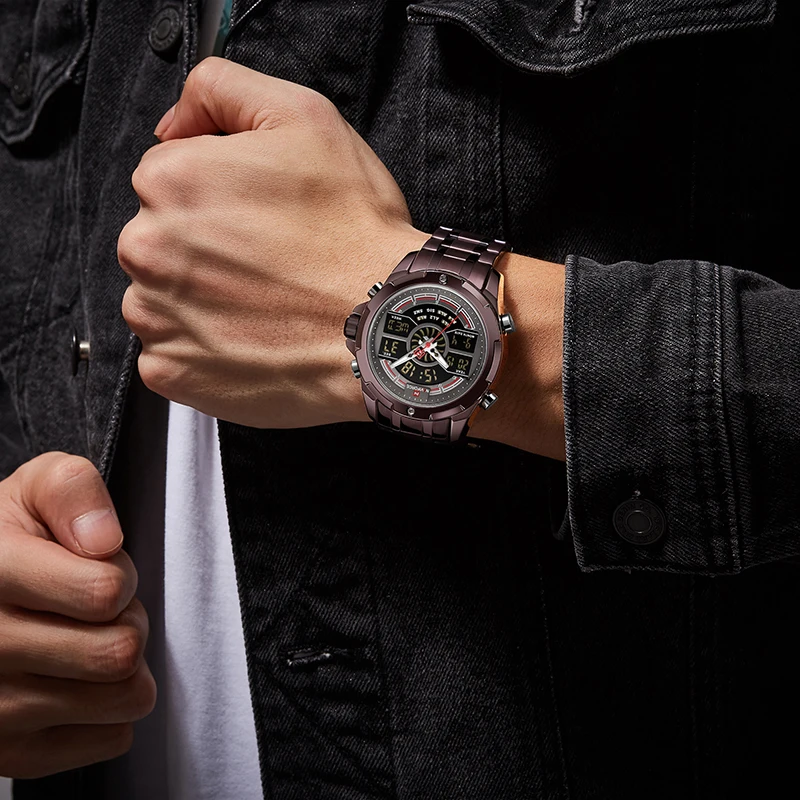 NAVIFORCE Ceas Barbati Digital Dual Display Ceasuri 2020 Nou Brand de Lux Impermeabil Cuarț Ceas de mână Pentru bărbați Relogio Masculino