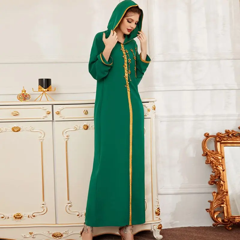 Ramadan Eid Diamante Abaya Dubai Turcia Rugăciune Musulmană Rochie Islam Rochii Pentru Femei Verde Phnom Penh Caftan Maroc Fierbinte