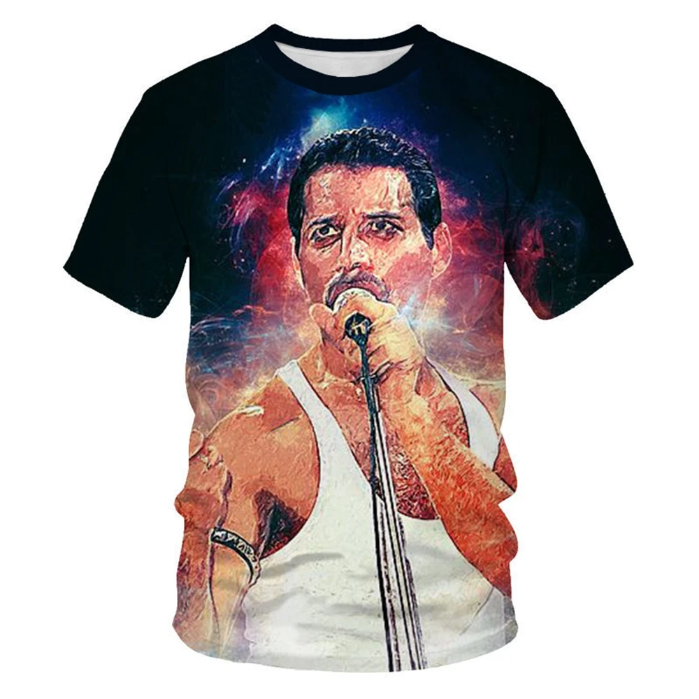 Regina 3D de Imprimare T-shirt Trupa de Rock Streetwear Cântărețului Freddie Mercury T Cămașă Bărbați Femei de Moda O-Gât Teuri Harajuku Topuri Haine