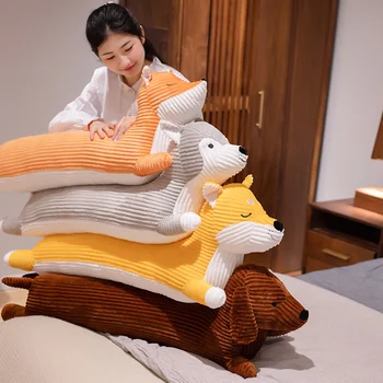 1 buc 110cm Desene animate Corp Lung Fox &Husky Shiba Inu &Sausagedog Jucării de Pluș Drăguț Animal Păpuși Perna de Dormit pentru copii Copii