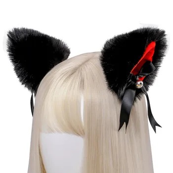 1 Pereche Frumoasă De Blană Cu Urechi De Pisică Cu Clopot Clip De Păr Anime Animal Vulpe Agrafe Articole Pentru Acoperirea Capului Lolita Cat Cosplay Petrecere De Halloween Cadouri
