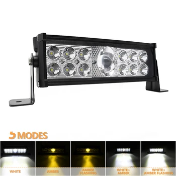 10 InchAmber Alb LED Bar 5 Moduri de 90W Inundații Combo Spot Lumina Strobe Amber Ceață Lumina de Culoare Dual Intermitent Offroad Lumina