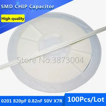100buc 0201 820pF 0.82 nF 50V X7R 10% Film Gros Chip Condensator Ceramic Multistrat