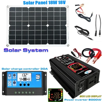 12V La 110V/220V Sistem de Energie Solară panouri Solare 6000W Smart Display LCD Invertor Solar Controler Dual USB pentru Telefoane de Mașină Latops