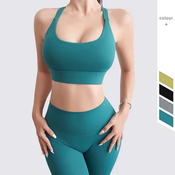 2 BUC de Lux Sutien Hip Lift pantaloni Scurți de Trening pentru Femei Imbracaminte de Funcționare în aer liber de Îmbrăcăminte Sală de Fitness Feminin fără Sudură Yoga Set