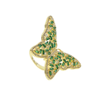 2020 nou design de moda bijuterii de înaltă calitate de cupru încrustat zircon inel de fluture de lux strălucitor petrecere inel pentru femei