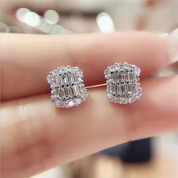 2020 Uimitoare de Lux Bijuterii Argint 925 Princess Cut Alb Topaz CZ Diamant Pietre pretioase de Femei din Partid Nunta Stud Cercel
