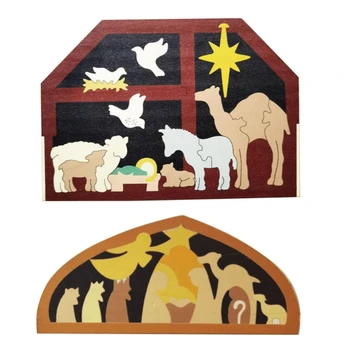 2022 din Lemn Isus Puzzle Ornamente pentru Crăciun, Copiii se Joacă Jocuri de Decorare Puzzle de anul Nou