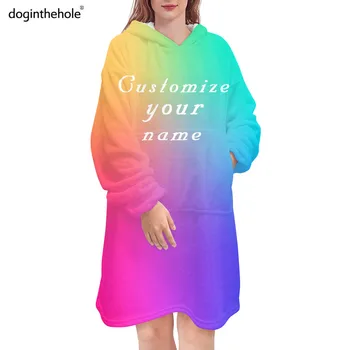 2022 Femei de Iarnă Supradimensionate Hanorac Pătură Personaliza Numele Tău Portabil Pături Doamna Cald Hoody Tricou Confort Bucată paja