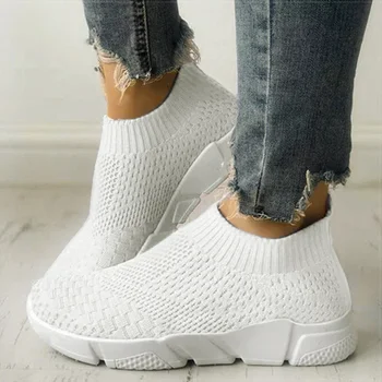 2022 Femei Pantofi Alunecare Pe Adidași Alb Pentru Femei Vulcaniza Pantofi Coș Femme Lumina Super Femei Pantofi Casual Indesata Adidași