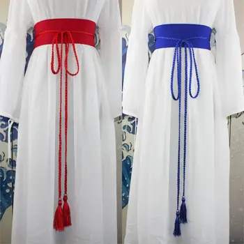 2022 original design chineză stil harajuku bandaj ciucuri de bumbac îmbrăcăminte din china lenjerie de dantelă - up centura lata rochie cummerbunds