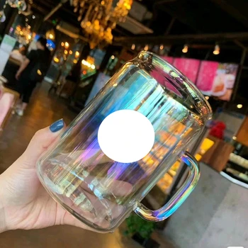 24oz Aurora Ceașcă de Sticlă rezistente la Căldură de Sticlă Borosilicată Ceașcă de Cafea Cu Logo-ul Colorat de Sticlă Cani Lapte Cupa