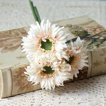 3 Filiala Pachet Mini Gerbera Mătase Buchet de Flori pentru Acasa, Camera de zi de Decorare Nunta Layout Artificiale Flori Mici Daisy