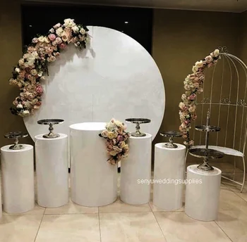 4buc/2 buc oneset) de dimensiuni mici )Acrilice rotunde cilindrul piedestal acrilic alb plinte display stand pentru nunta senyu1609