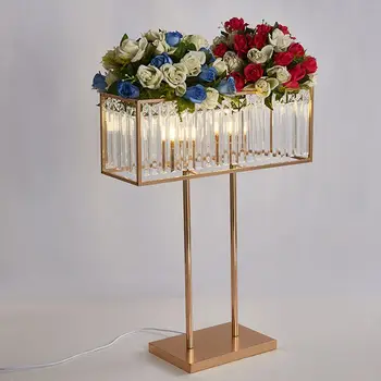4BUC Nunta recuzită dreptunghiulară masă principală aranjament de flori decor ornamente de sticlă de cristal pandantiv floare stea etapă ghid