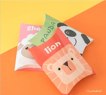 50Pcs de Desene animate de Animale Cutie de Bomboane de Zi pentru Copii Perna Cutie de Cadou Card de Hârtie Pliabil Mici de Ambalare Cutie