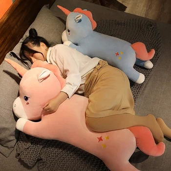 60-120cm Huggable Unicorn de Pluș Jucărie de Pluș Moale Dormi Papusa Drăguț Animale Mari Perna Pentru Copilul Prietenei cele mai Bune Cadouri de Ziua de nastere