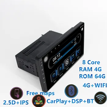 8Core Ram4g Rom64g cu DSP Carplay 1din Android9.1 stereo auto radio 4G auto universal Player Multimedia pentru toyota kia