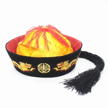 Amuzant Chinez Pălărie Dragoni Dinastiei Qing Împăratul Tang Costum Capac Proprietar Tradițională Chineză China Vintage Rochie Fancy