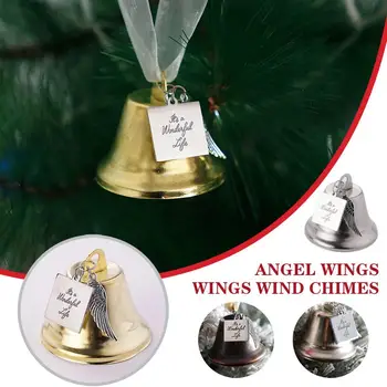 Angel Clopoteii De Vant Bell Decor Rai Ornament De Crăciun Pandantiv Aripă De Înger Link-Ul De Clopot De Argint Memorial Cadou Clopoteii De Vant