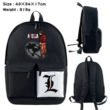 Anime Death Note Nylon Backpack Rucsac Casual Adolescent Packsack De Desene Animate De Imprimare Student Ghiozdan Geanta De Laptop Negru Zip Bookbag