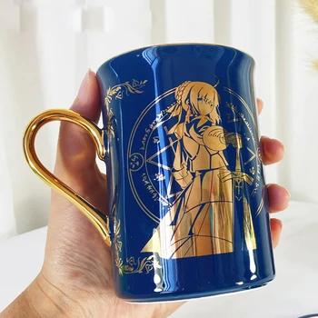 Anime Fate/Stay Night FGO Arutoria Pendoragon Sabie Cosplay Aur Ștampilarea Ceașcă de Ceai de zi cu Zi Ceramice Cana de Apa Cadou