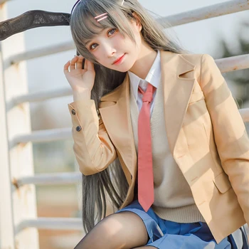 Anime Sakurajima Mai Cosplay Costum Peruca Seishun Buta Yarou Serie De Femei Uniforme Școlare Halloween Fete De Liceu Costume De Partid