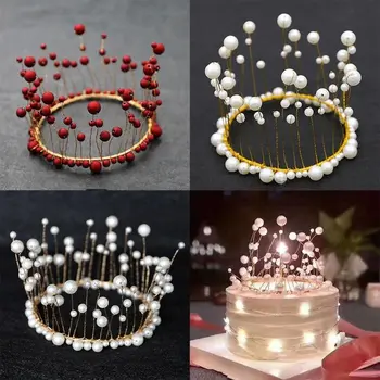 Artificiale Perla Coroanei Fericit Ziua De Nastere Coroana Consumabile Tort Decorare Tort Fân Regina Fată De Moda De Petrecere Copil De Dus Decor