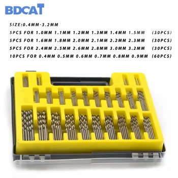 BDCAT 150Pcs de 0,4-3,2 mm HSS Mini Twist Drill Bit Kit Set de Precizie Micro Burghiu pentru Artizanat Bijuterii Burghiu Set de Instrumente de Putere