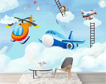 beibehang Personalizate Murală Tapet Pentru Pereți Desene animate avion camera copiilor Artă tapet 3d Home Decor Camera de zi Dormitor