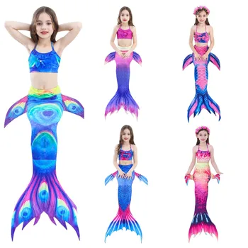 Bikini plaja Mermaid Cosplay Femei Fete Sirena Cozi de Înot Rochii Copii Mici Sirena de costume de Baie pentru Copii mă înec