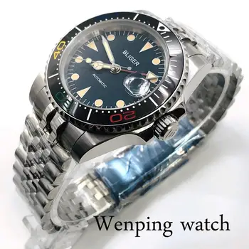 Bliger 2020 nou 40mm GMT mens top ceas de argint caz sticlă de safir data bezel ceramica luminos barbati ceas automată de cadou de lux