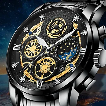 Ceas pentru bărbați impermeabil ceasuri de Moda de Lux Originale Om Cuarț ceas Negru curea din otel Sport Bărbați ceas relogio masculino