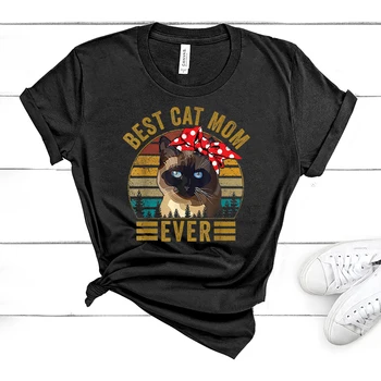 Cel mai bun Pisica Mama Print T Shirt Femei Supradimensionat Print T-shirt cu Maneci Scurte O-Gat Femei Haine Femei Topuri Tricouri Top de Vara