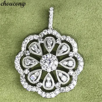 choucong Mare forma de Flori Pandantive 5A Zircon Cz Real 925 Nunta de argint Pandantiv Colier pentru femei bijuterii de Mireasă