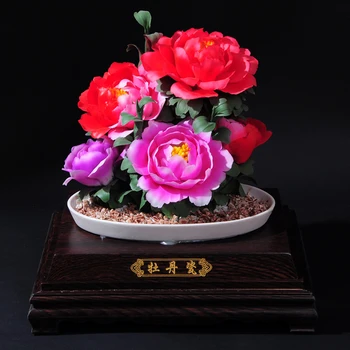 Colecția de artă a Luoyang bujor roșu floare albastră Dehua ceramice național de frumusețe și parfum ceresc și bogat de bun augur flo