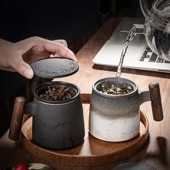 Creativ Retro Cana Ceramica Mare de Ceai Ceașcă de Cafea Ceramică lucrate Manual Cana Pahare si Cani de Afaceri Cadou Set Bol Traditionnel Chinois