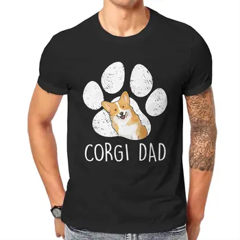 Creative Corgi Tati Tatăl T-Shirt pentru Barbati Guler Rotund din Bumbac Tricouri Iubitor de animale de Companie Drăguț Maneca Scurta New Sosire Haine